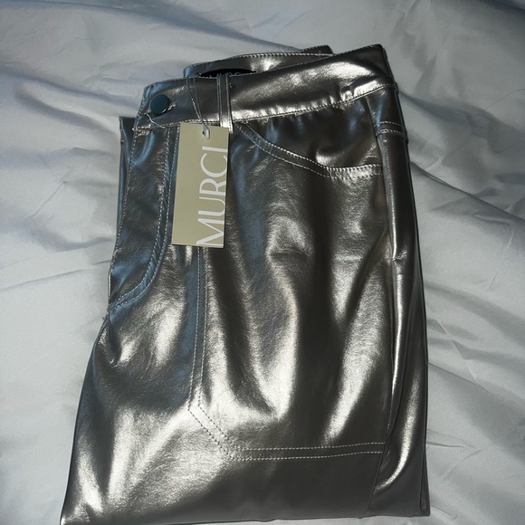 Murci Stitch Detail PVC Trousers in Luna - Picture 4 of 5